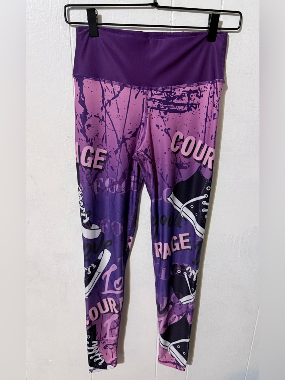 High-Waist Purple and Pink Graphic Jeggings